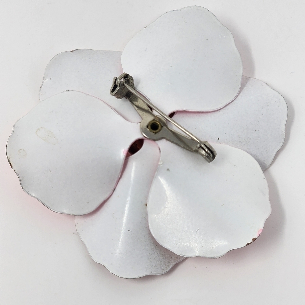 VINTAGE PINK FLORAL BROOCH - Picture 2 of 4